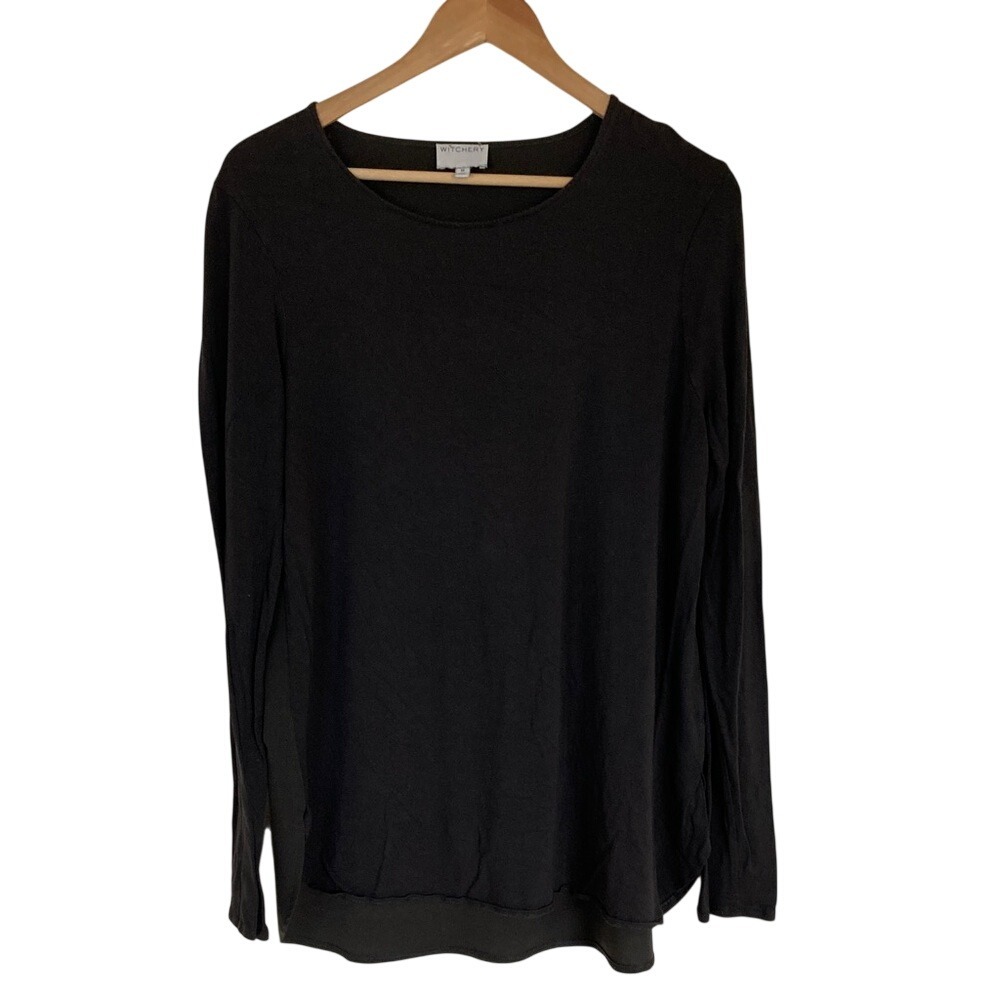Witchery Australian Fashion Womens Black Long Sleeve Top Size M Minimalist Basic